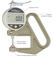 Dickenmessgerät, digital, Messsp. 10 mm, Messtiefe 200  mm